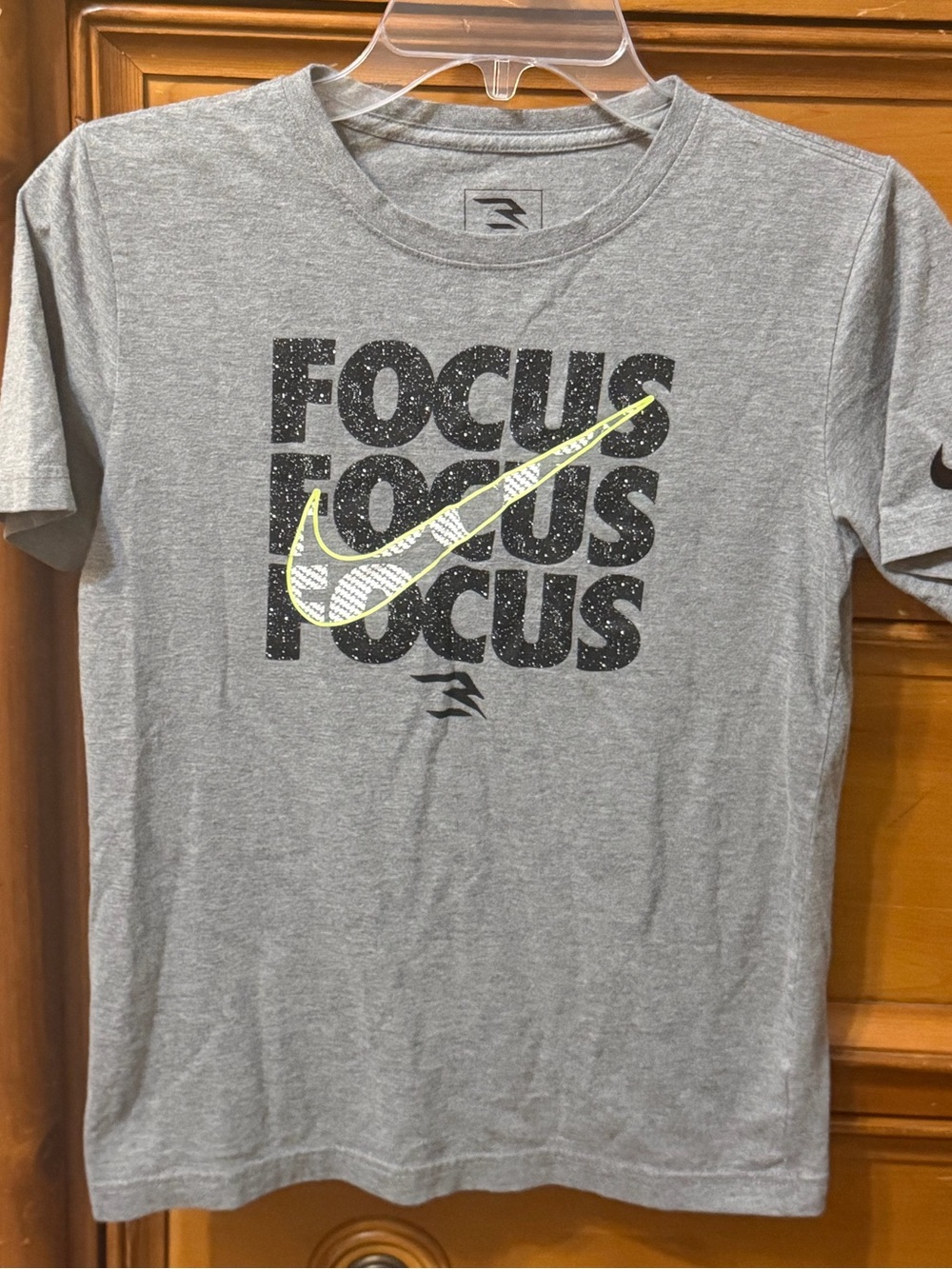 Nike Youth Grey 'Focus' Graphic Tee with Swoosh Accent